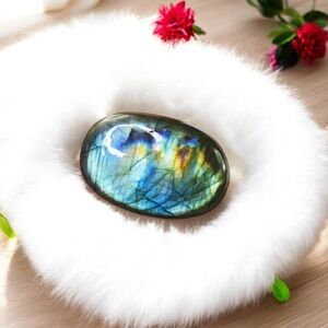 Rare & Unique Color Sheen Natural Labradorite Gemstone Cabochon 80.00 Carats